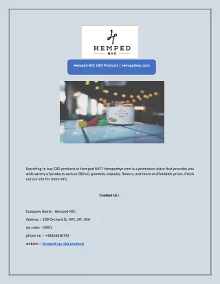 Hemped NYC CBD Products | Hempednyc.com