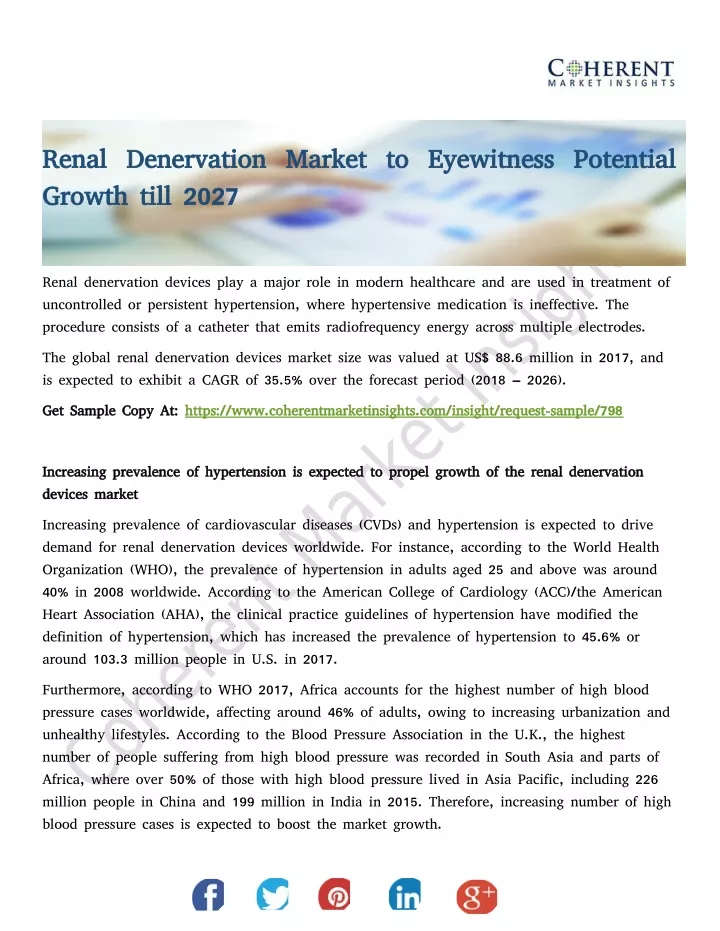 renal denervation market to eyewitness potential