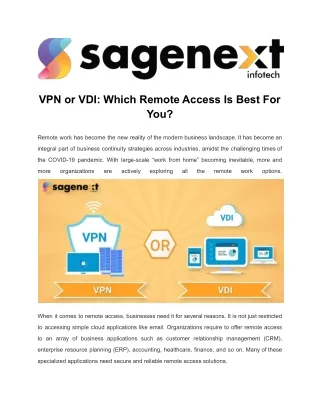 VPN or VDI: Which Remote Access Is Best For You?