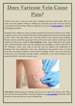 does varicose vein cause pain