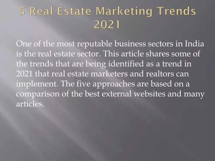 5 real estate marketing trends 2021
