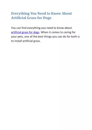 Artificial Grass for Dogs