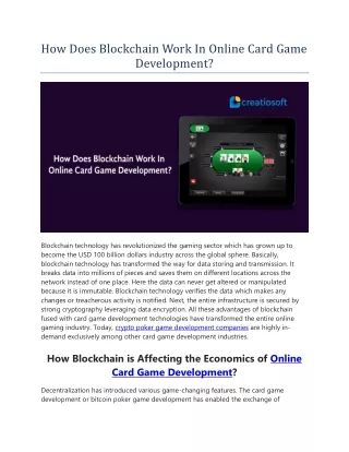how does blockchain work in online card game