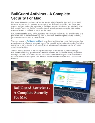 bullguard antivirus a complete security for mac
