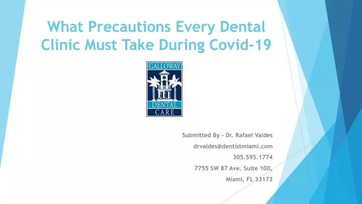 what precautions every dental clinic must take during covid 19
