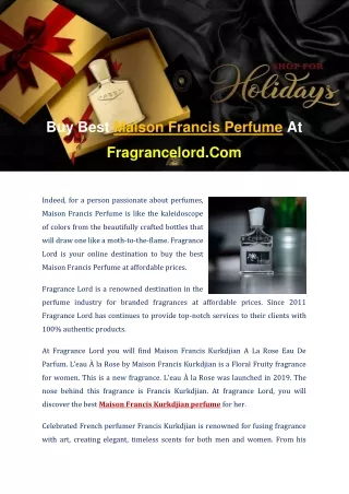 Buy Best Maison Francis Perfume At Fragrancelord.Com