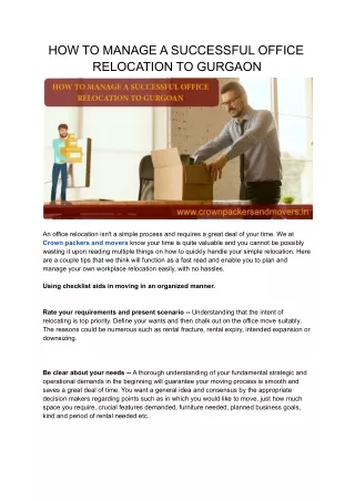 how to manage a successful office relocation