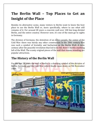 The Berlin Wall – Top Places to Get an Insight of the Place
