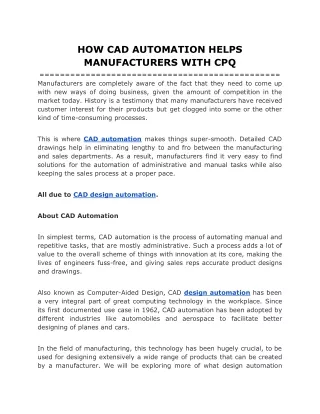 how cad automation helps manufacturers with