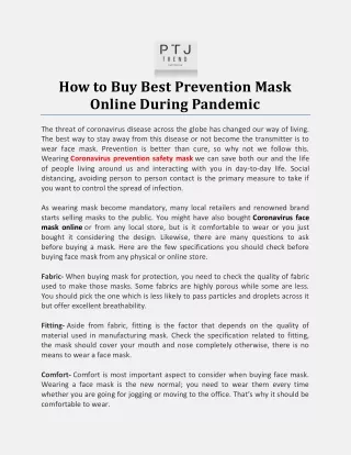how to buy best prevention mask online during