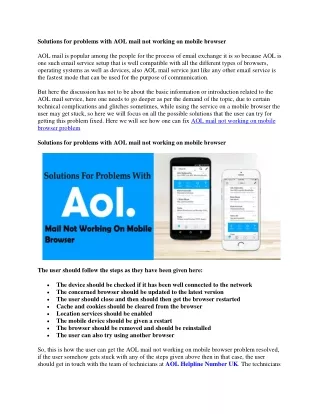 Solutions for problems with AOL mail not working on mobile browser