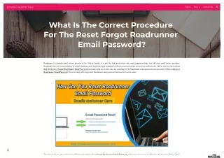 What Is the Correct Procedure for The Reset Forgot Roadrunner Email Password