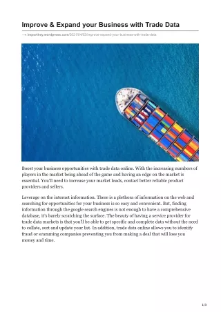 improve expand your business with trade data