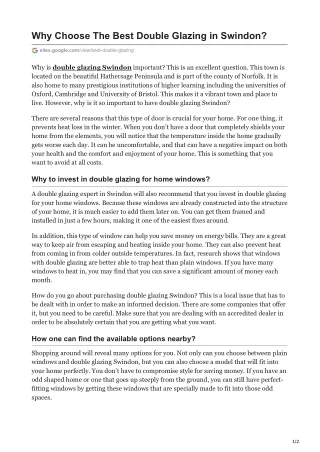 Why Choose The Best Double Glazing in Swindon?