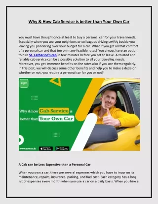 Why & How Cab Service is Better than Your Own Car