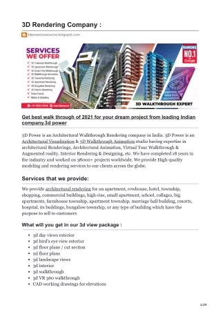 3D Architectural Rendering service provider