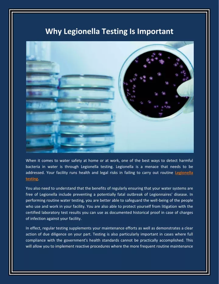 why legionella testing is important