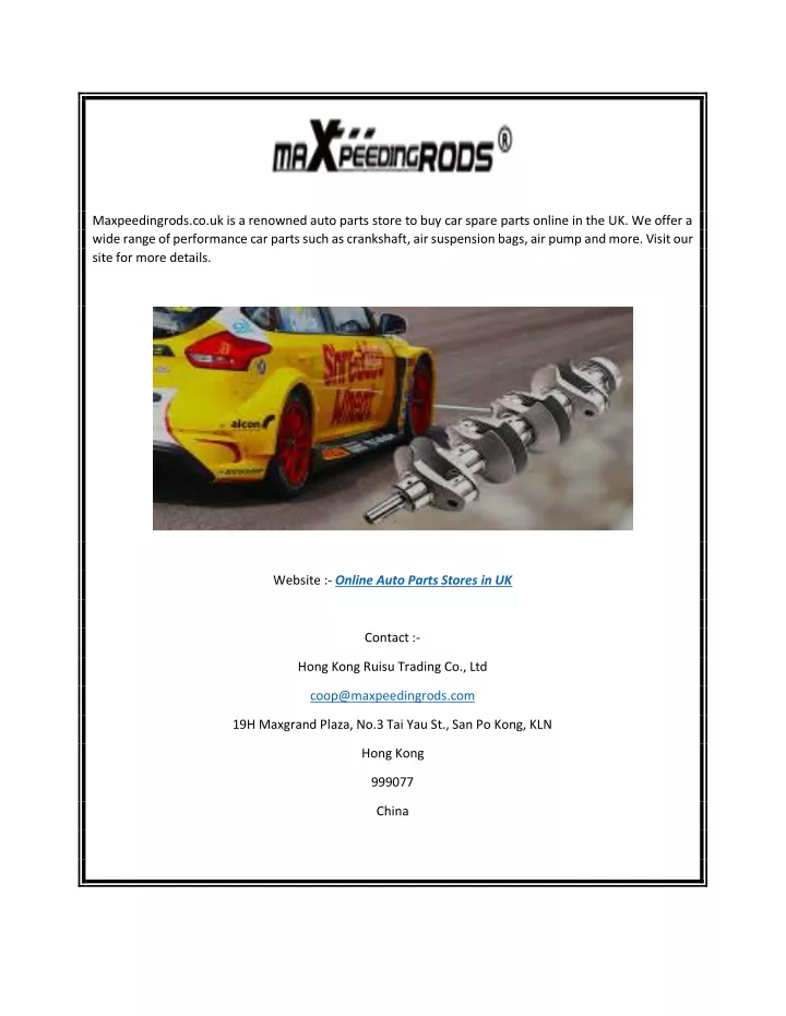 maxpeedingrods co uk is a renowned auto parts