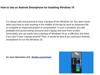 "How to Use an Android Smartphone for Installing Windows 10 "