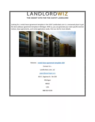Rental Lease Agreement Template USA | Landlordwiz.com