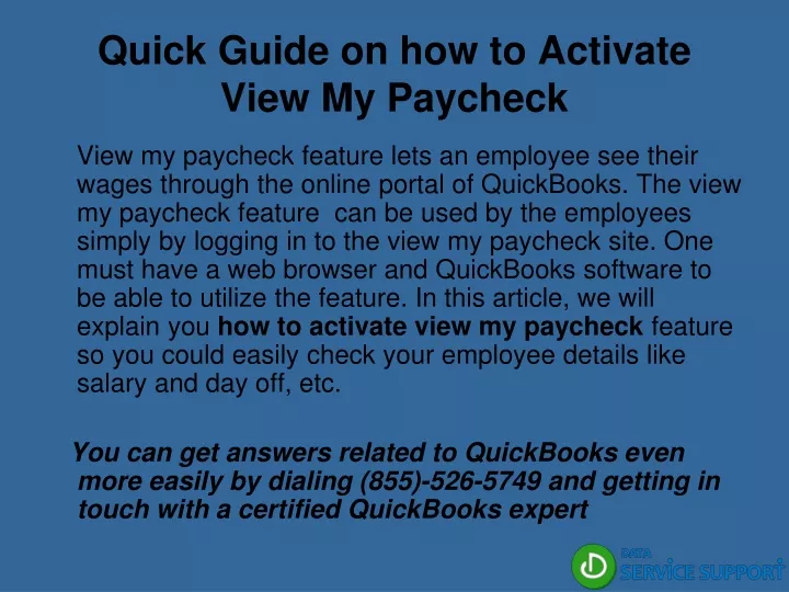 quick guide on how to activate view my paycheck