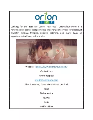 Best IVF Center Near Me | Orionivfpune.com