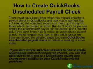 how to create quickbooks unscheduled payroll check