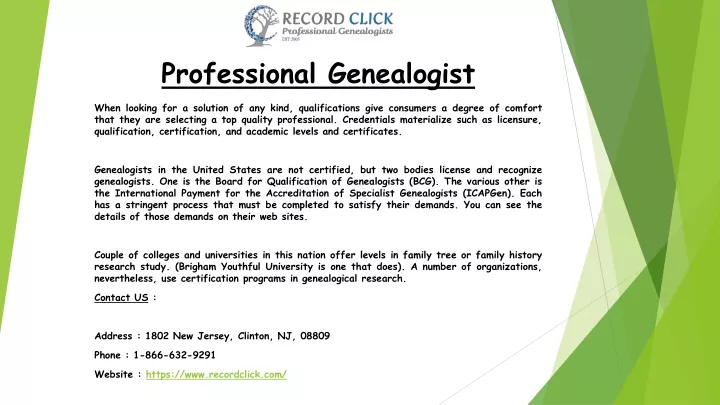 professional genealogist