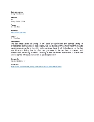 business name spring tree service address