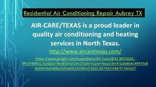 Residential Air Conditioning Repair Aubrey TX