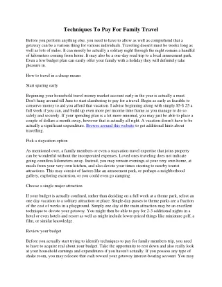 techniques to pay for family travel