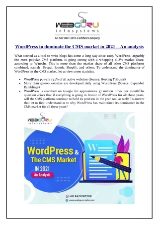 wordpress to dominate the cms market in 2021