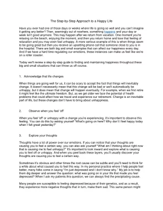 the step by step approach to a happy life
