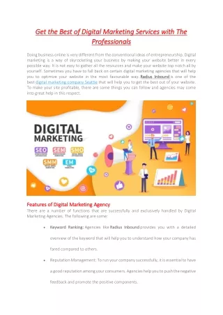 Get the Best of Digital Marketing Services with The Professionals