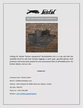 Men's Leather Gauntlet Gloves | Bristolleather.com