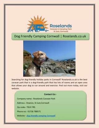 Dog Friendly Camping Cornwall | Roselands.co.uk