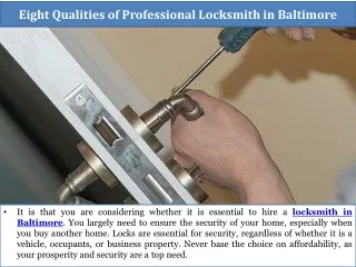 Eight Qualities of Professional Locksmith in Baltimore