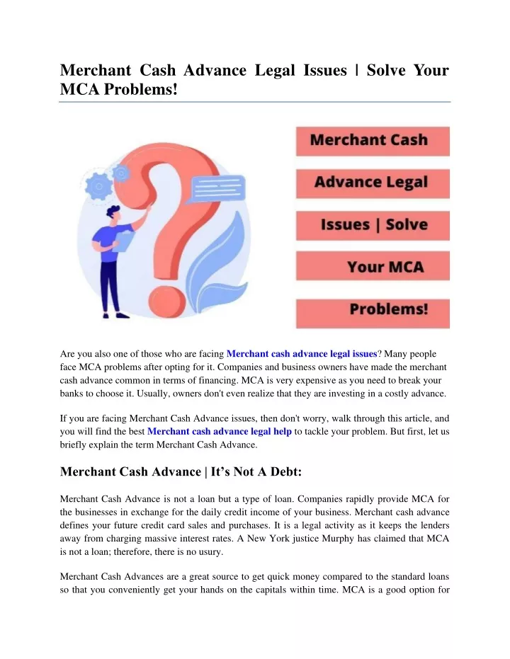 merchant cash advance legal issues solve your