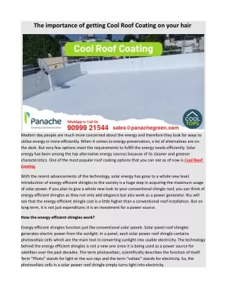 The importance of getting Cool Roof Coating on your hair