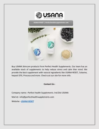 usana reset perfecthealthsupplements com