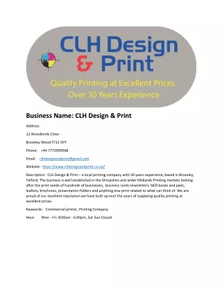 business name clh design print