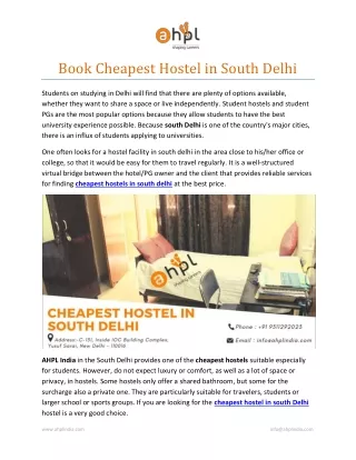 Book Cheapest Hostel in South Delhi