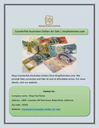 counterfeit australian dollars for sale