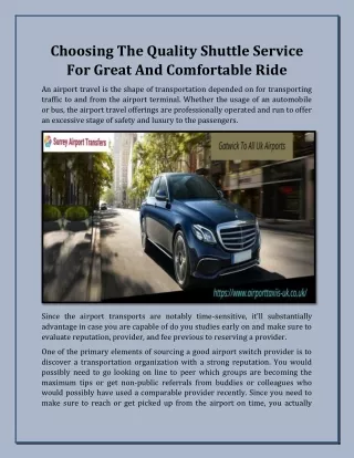 choosing the quality shuttle service for great