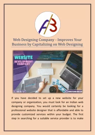 Web designing company   improves your business by capitalizing on web designing