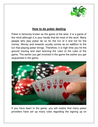 How to do poker dealing