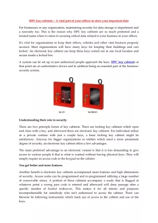 hpc key cabinets a vital part of your offices