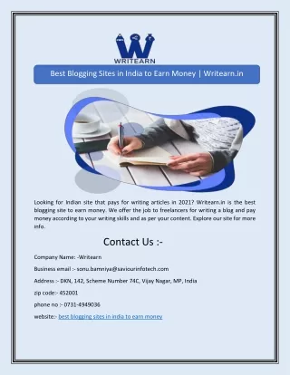 Best Blogging Sites in India to Earn Money | Writearn.in