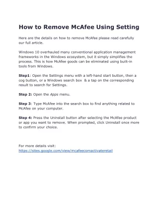 How to Remove McAfee Using Setting