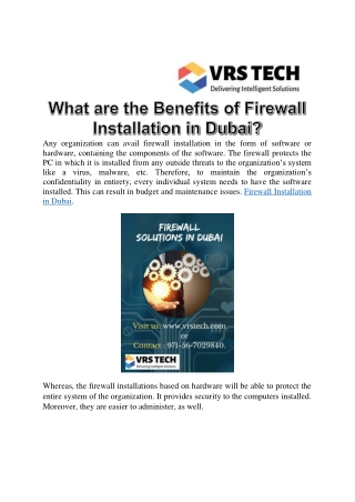 any organization can avail firewall installation